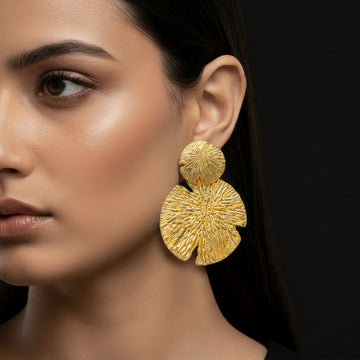 PRAO Anti-Tarnish Textured Round Dangle Earrings