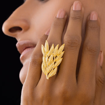PRAO Anti-Tarnish Leaves Cocktail Ring