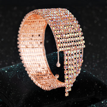 PRAO Anti-Tarnish Crystal Bangle Bracelet (Adjustable Size)