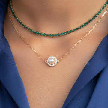 PRAO Anti-Tarnish Double Layer Necklace Set With Earrings