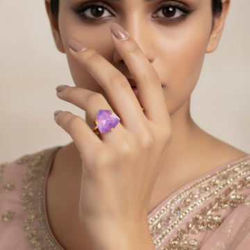 PRAO Anti-Tarnish Purple Trillion Stone Ring
