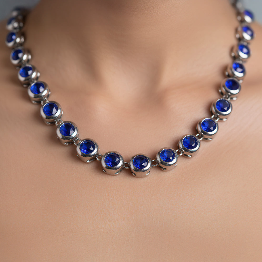 PRAO Anti-Tarnish AD Necklace Set With Earrings