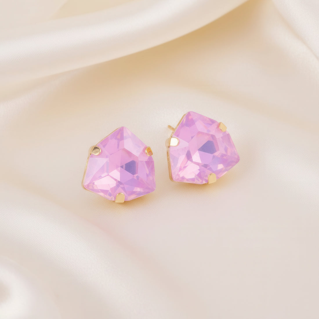 PRAO Anti-Tarnish Purple Trillion Stone Studs