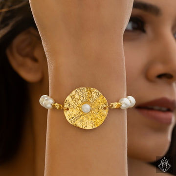 PRAO Anti-Tarnish Hammered Pearl Bracelet