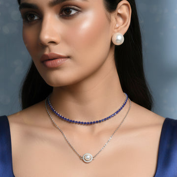 PRAO Anti-Tarnish Double Layer Necklace Set With Earrings