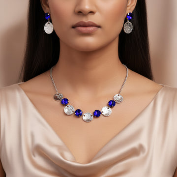 PRAO Anti-Tarnish Crystal Necklace Set With Earrings