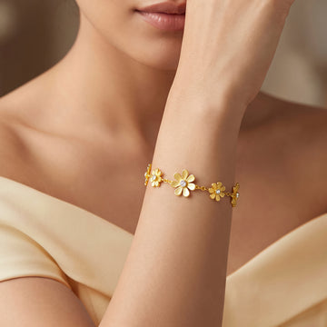 PRAO Bracelet Anti-Tarnish Daisy Crystal (Adjustable Size)