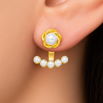 PRAO Earrings Anti-Tarnish Pearl Arc Jacket