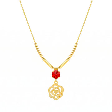 PRAO Necklace Anti-Tarnish Cutout Rose Crystal