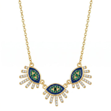 PRAO Necklace Anti-Tarnish Enamel Evil Eye Chain