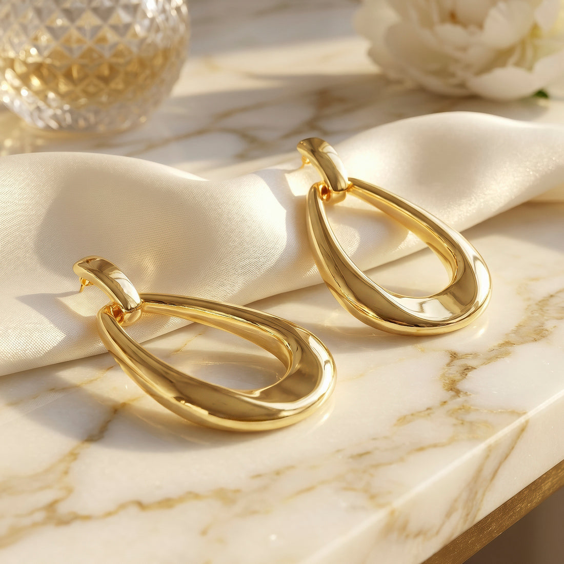 PRAO Earrings Anti-Tarnish Open Teardrop Dangles