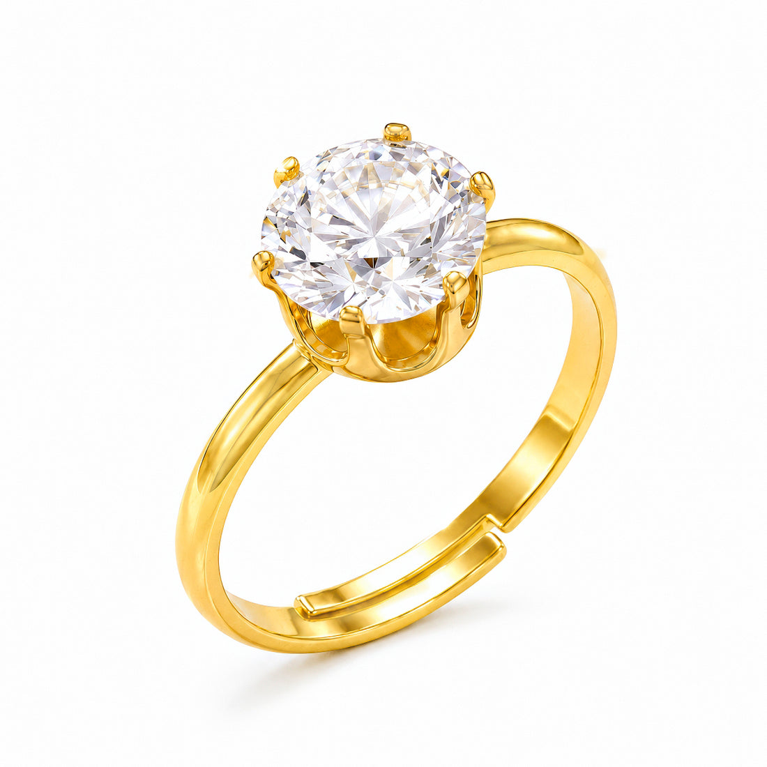 PRAO Ring Anti-Tarnish Gold Plated Solitaire (Adjustable Size)