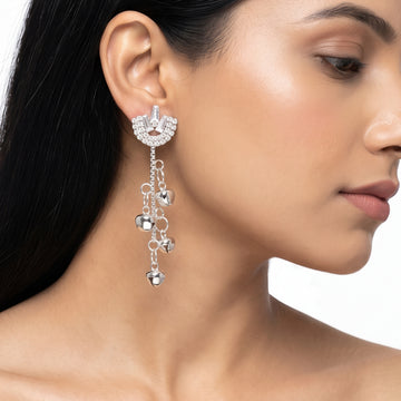PRAO Earrings Anti-Tarnish Crescent Crystal Dangles