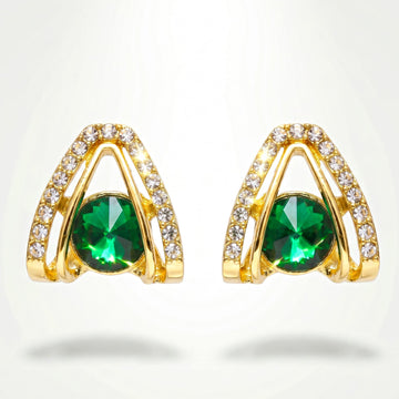 PRAO Earrings Anti-Tarnish Emerald Crystal Studs