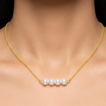 PRAO Necklace Anti-Tarnish Gold Plated Pearls Set