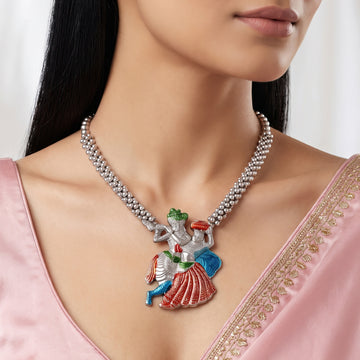 PRAO Necklace Anti-Tarnish Oxidized Radha Krishna