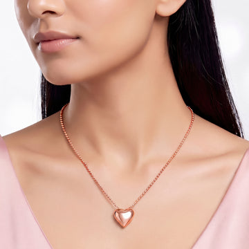 PRAO Necklace Anti-Tarnish Rose Gold Plated Puffy Heart