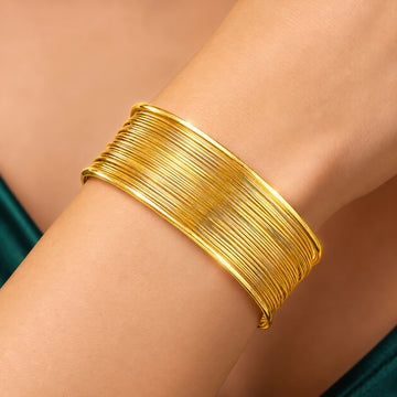 PRAO Bracelet Anti-Tarnish Gold Plated Wired Bangle (Adjustable Size)