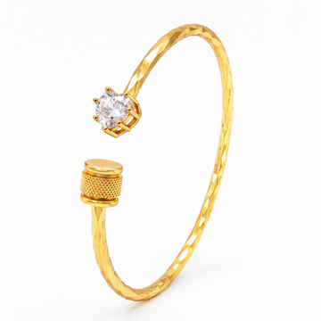 PRAO Bracelet Anti-Tarnish Gold Plated Heart Bangle (Adjustable Size)