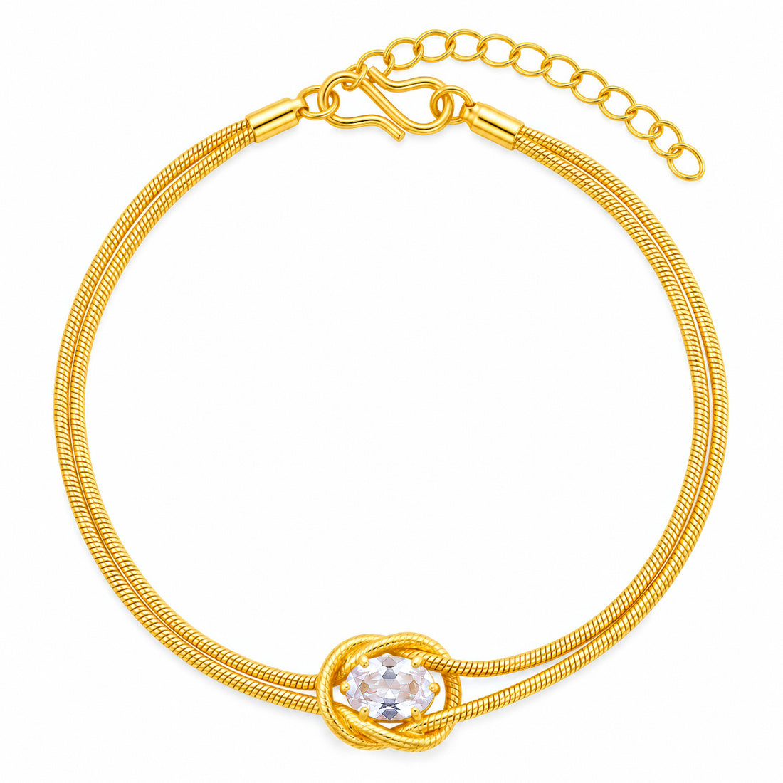 PRAO Bracelet Anti-Tarnish Oval Crystal Wire Nest (Adjustable Size)