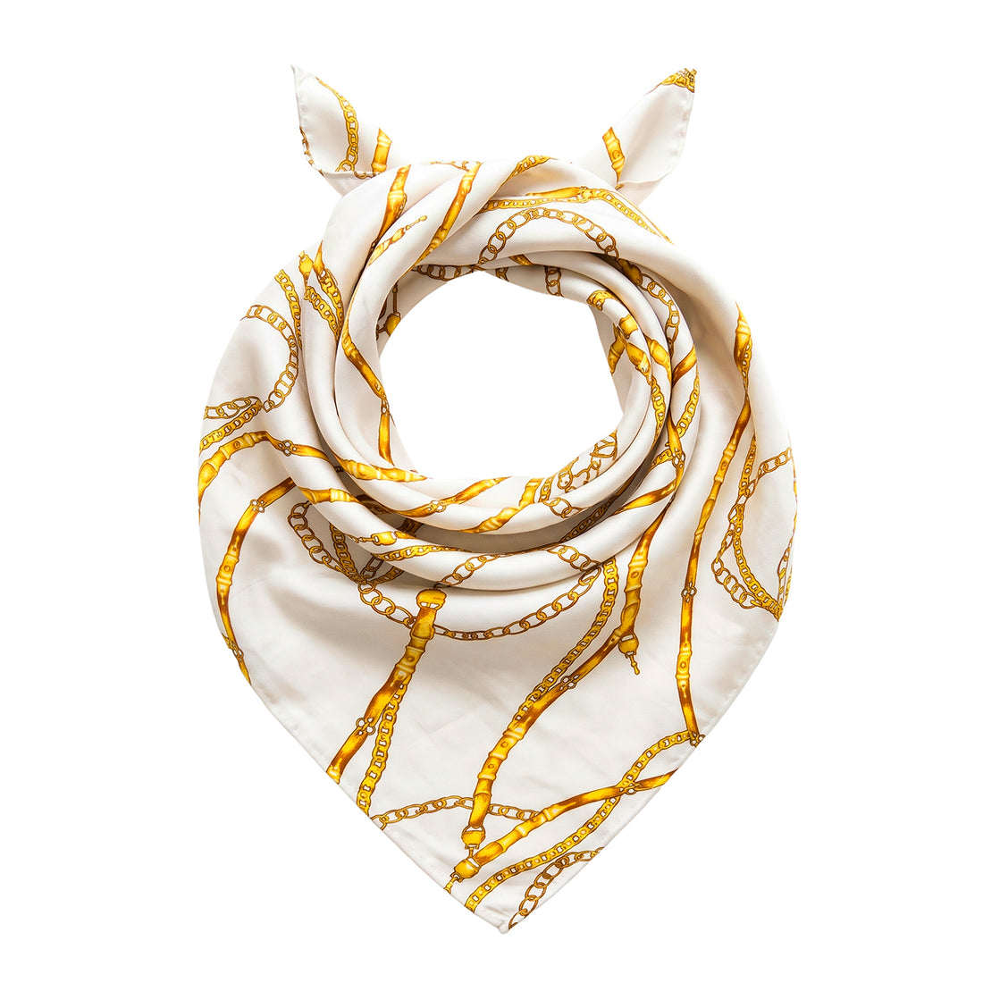 PRAO Scarf Necklace White Elegant Ornamental Pattern