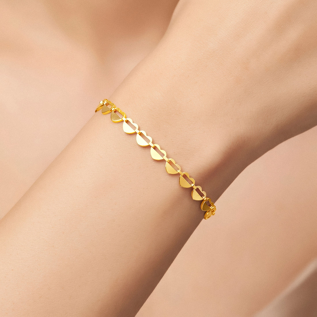 PRAO Bracelet Anti-Tarnish Heart Link Chain (Adjustable Size)