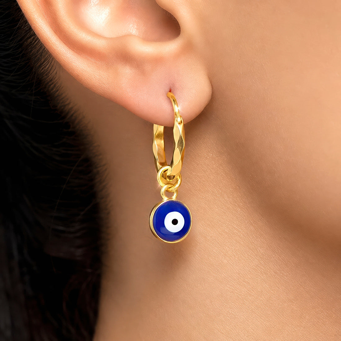 PRAO Earrings Anti-Tarnish Evil Eye Hoops