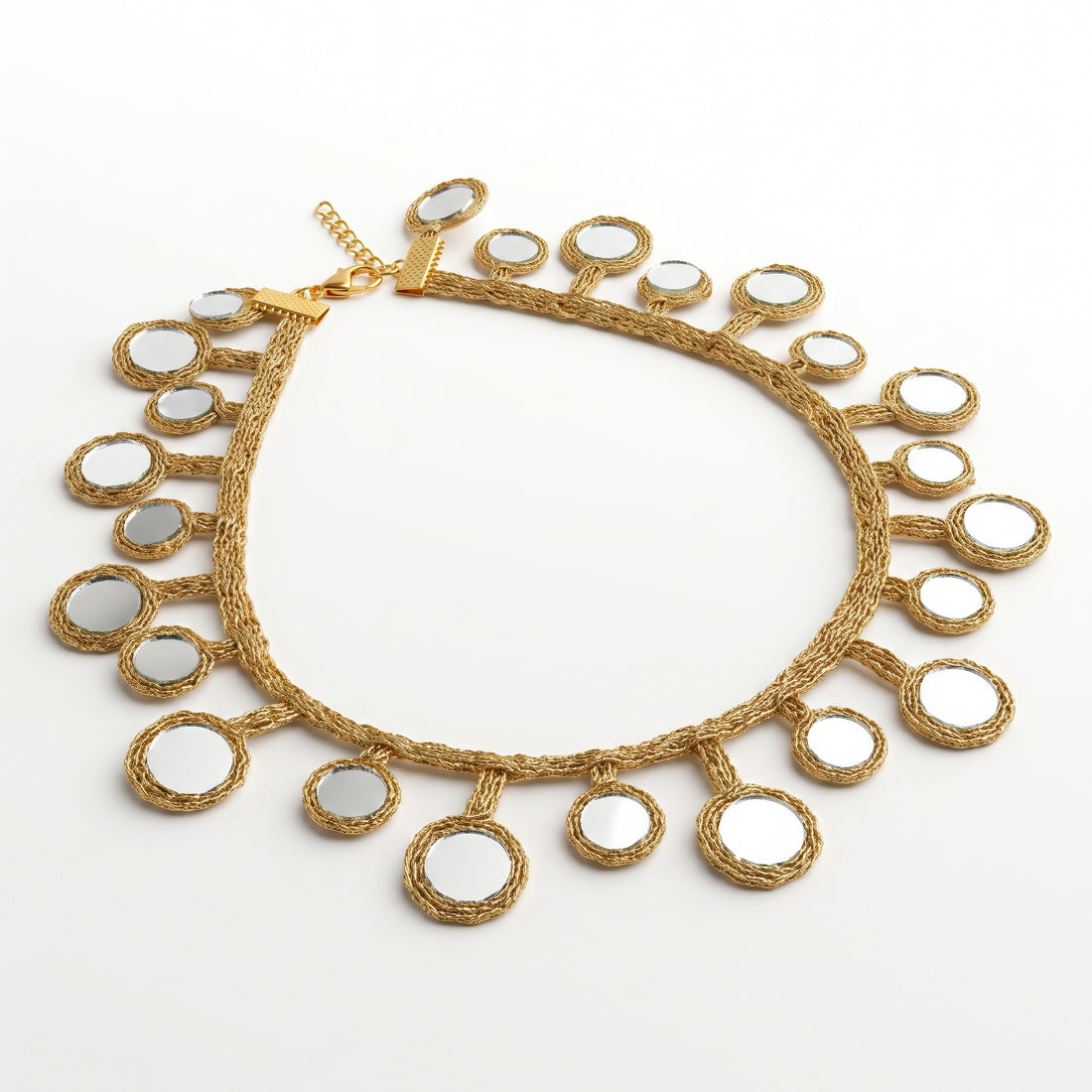 PRAO Necklace Anti-Tarnish Lace Mirror Charms