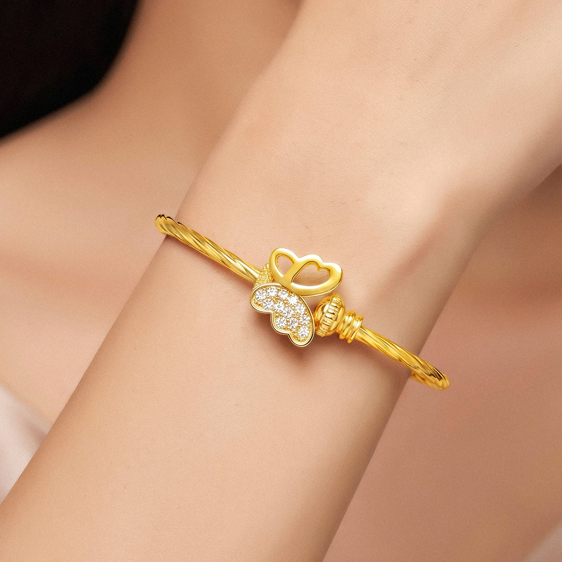 PRAO Bracelet Anti-Tarnish Butterfly Crystal (Adjustable Size)