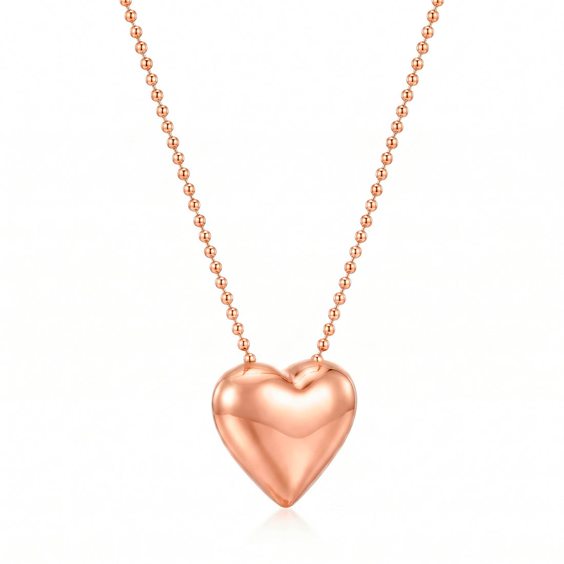 PRAO Necklace Anti-Tarnish Rose Gold Plated Puffy Heart