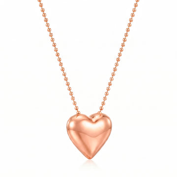 PRAO Necklace Anti-Tarnish Rose Gold Plated Puffy Heart