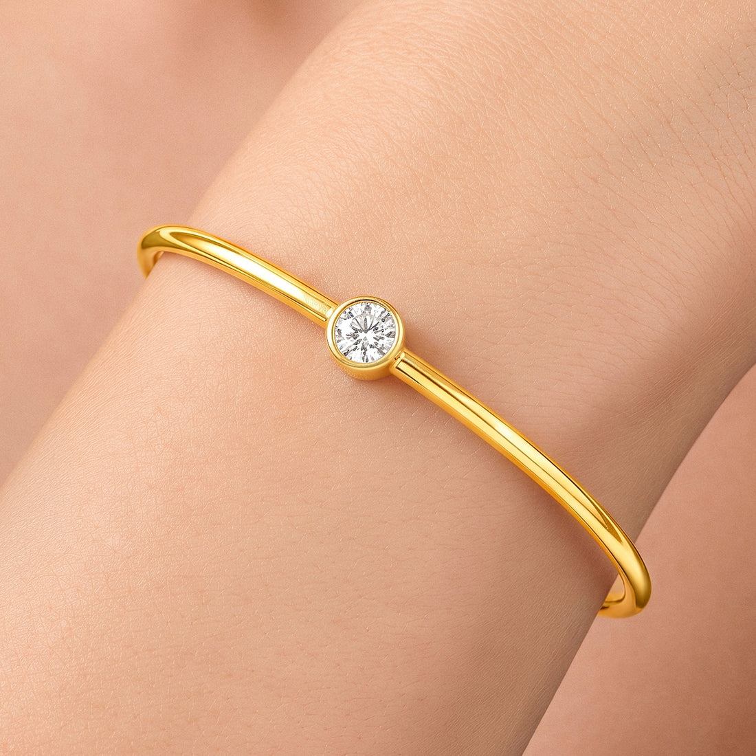 PRAO Bracelet Anti-Tarnish Gold Plated Solitaire Crystal (Adjustable Size)