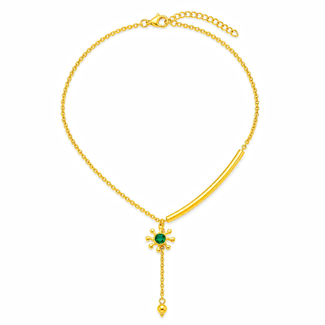 PRAO Necklace Anti-Tarnish Mini Crystal Sun Pendant