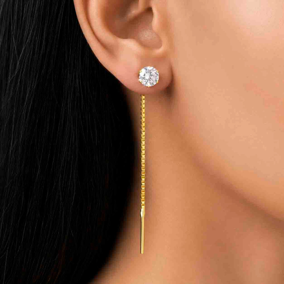PRAO Earrings Anti-Tarnish Crystal Threader