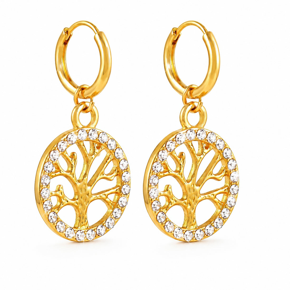 PRAO Earrings Anti-Tarnish Good Fortune Tree Of Life Danglers