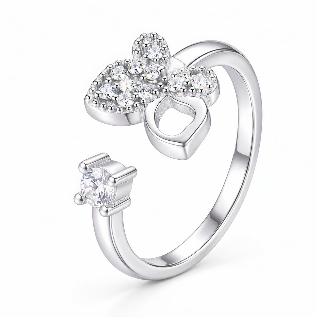 PRAO Ring Anti-Tarnish Solitaire Floral Crystal (Adjustable Size)
