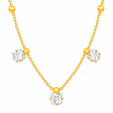 PRAO Necklace Anti-Tarnish Square Crystal Station