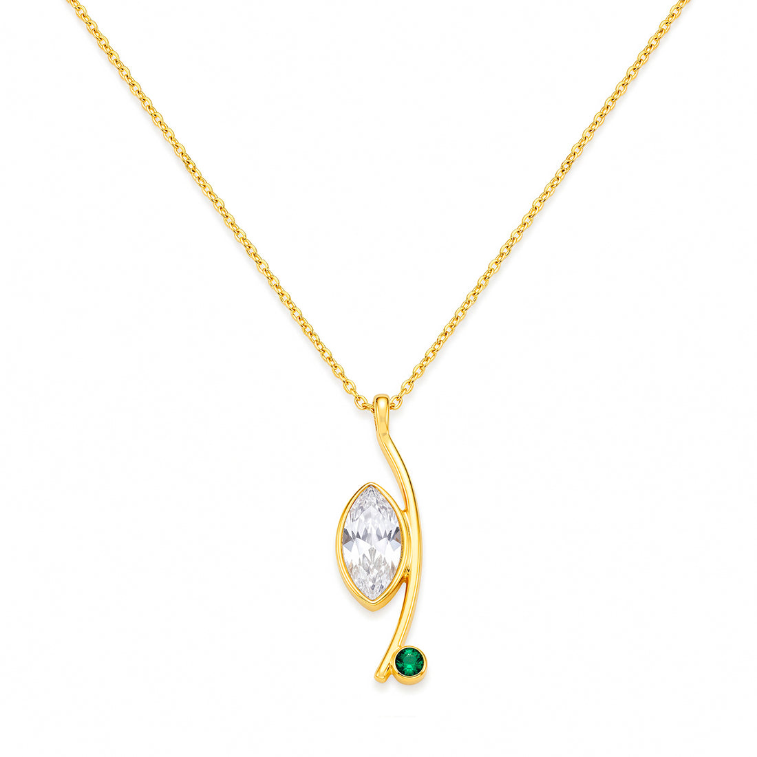 PRAO Necklace Anti-Tarnish Gold Plated Branch Crystal