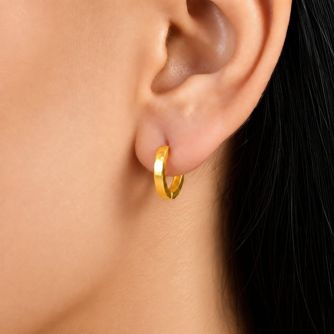 PRAO Earrings Anti-Tarnish Smooth Huggies