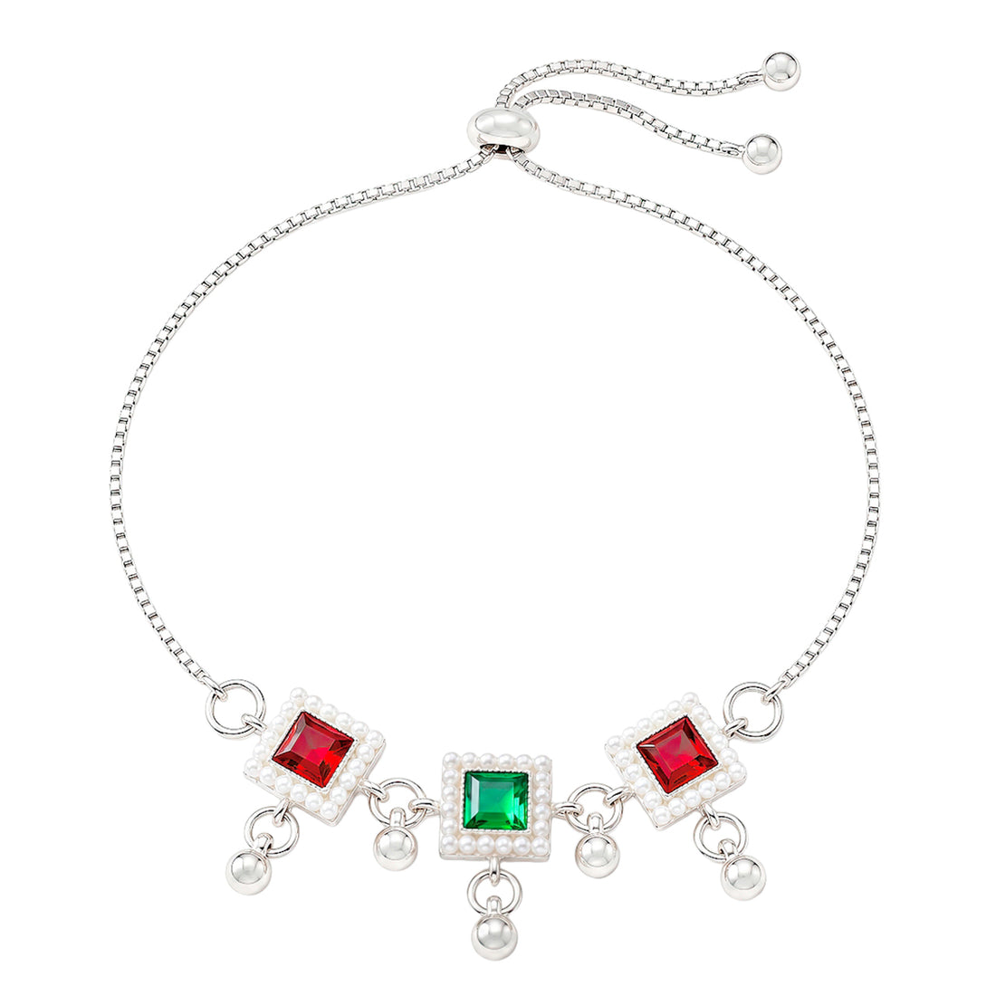 PRAO Anklet Anti-Tarnish Gemstone Square Charm