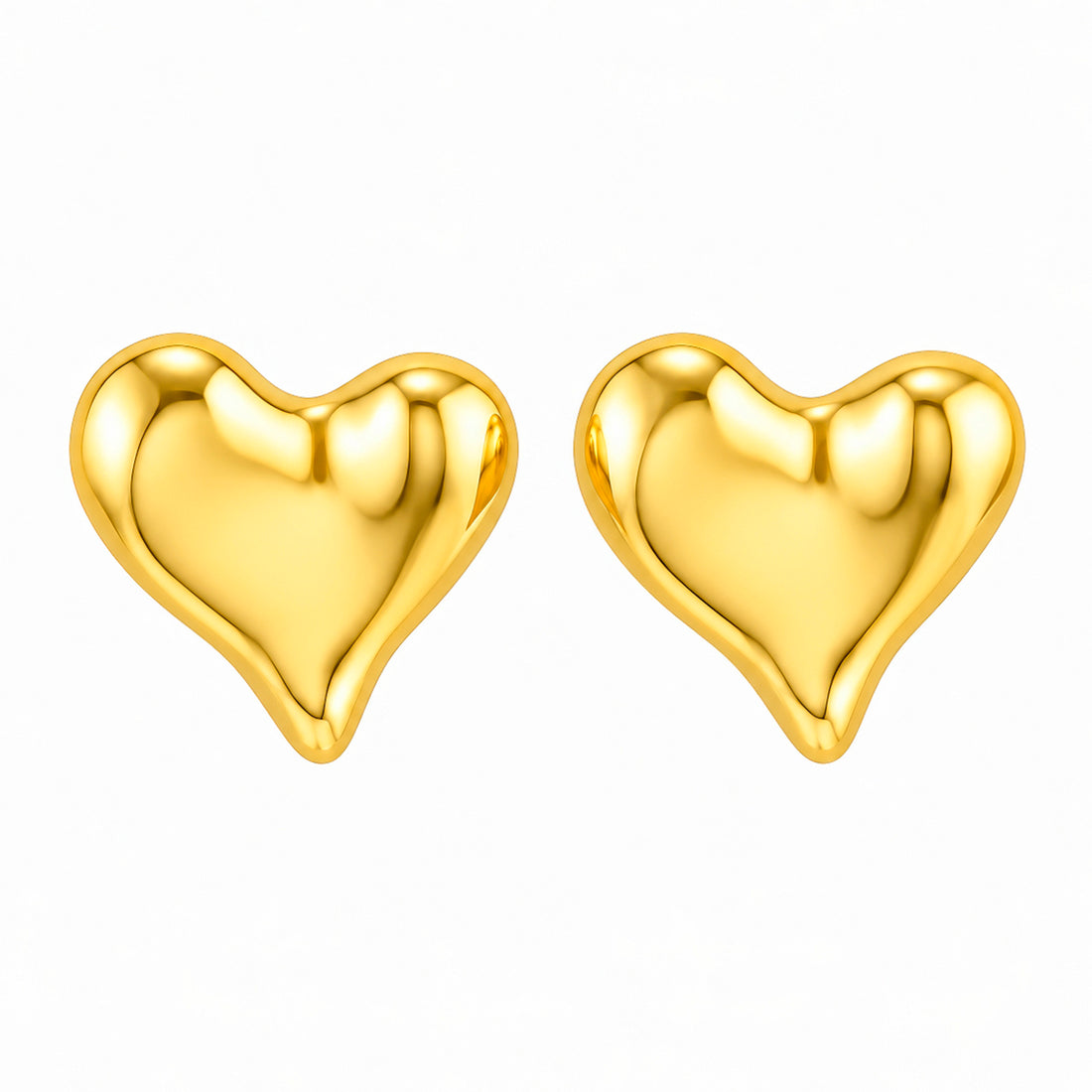 PRAO Earrings Anti-Tarnish Gold Plated Puffy Heart Stud