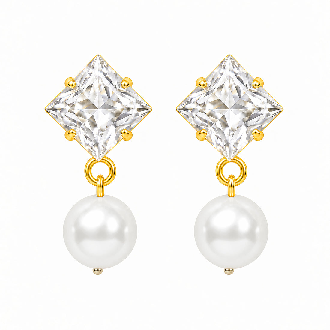 PRAO Earrings Anti-Tarnish Crystal Pearl Drops