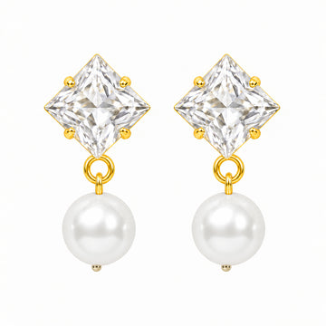 PRAO Earrings Anti-Tarnish Crystal Pearl Drops
