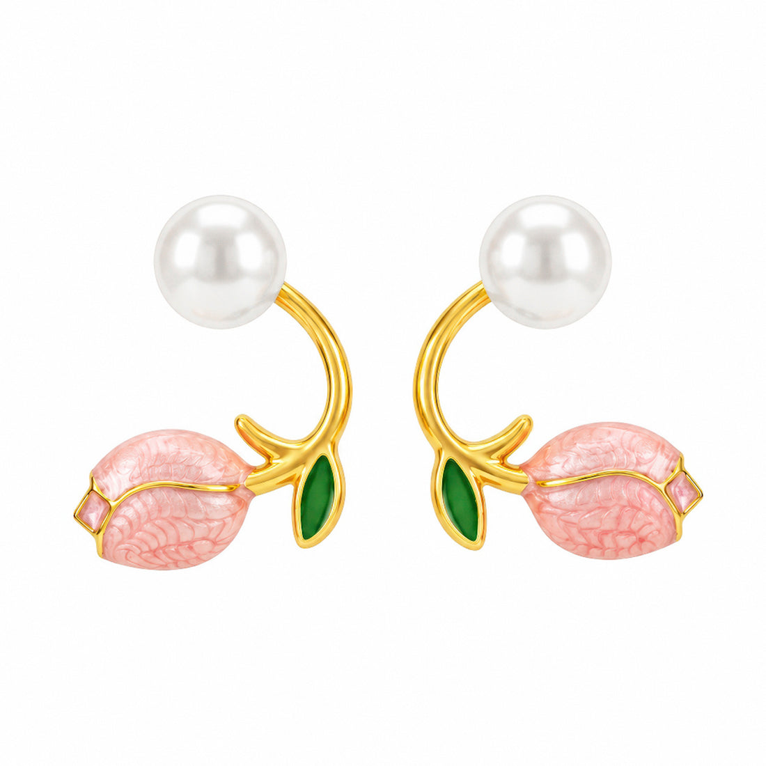 PRAO Earrings Anti-Tarnish Pink Lotus Pearl Studs