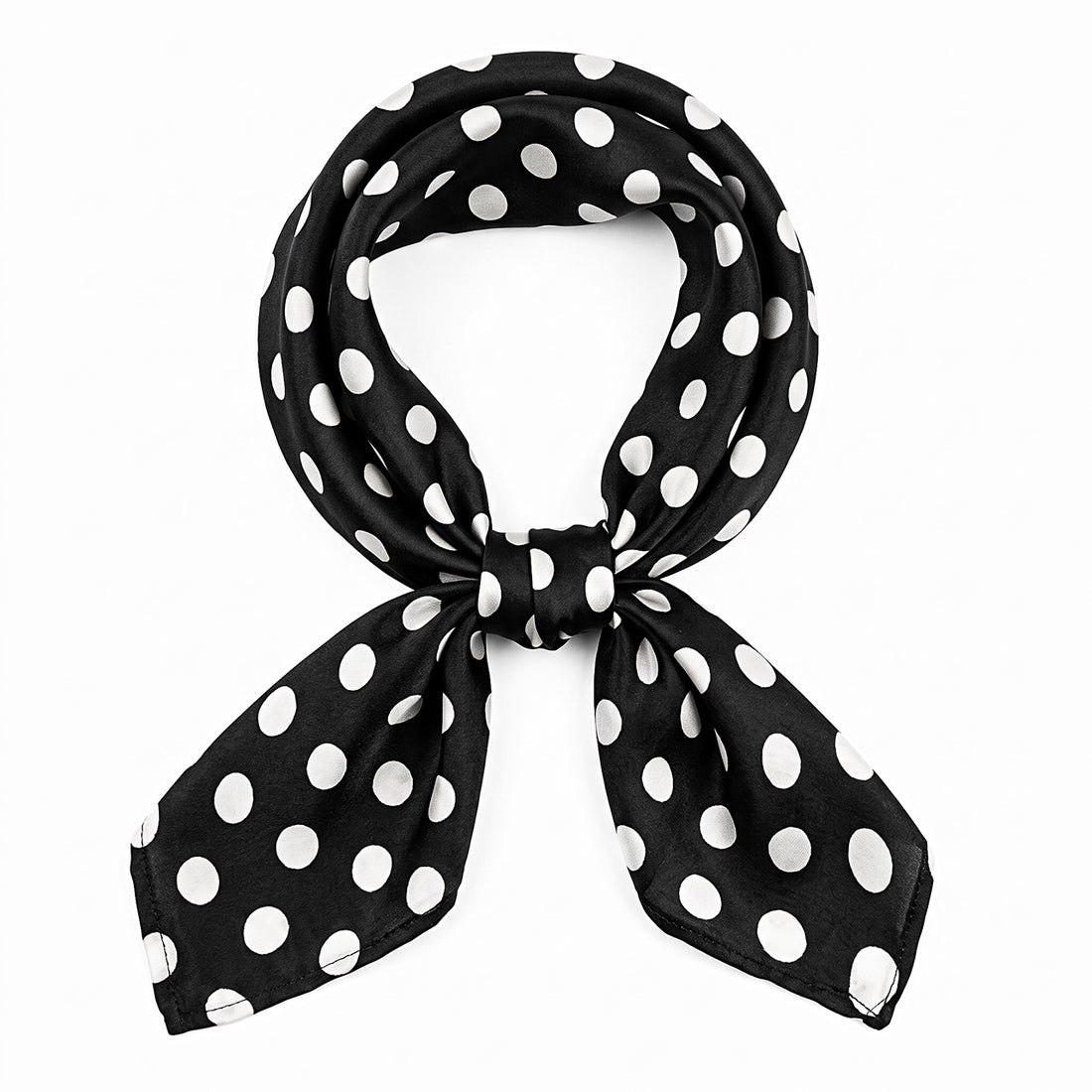 PRAO Scarf Necklace Black White Classic Polka Dot Pattern