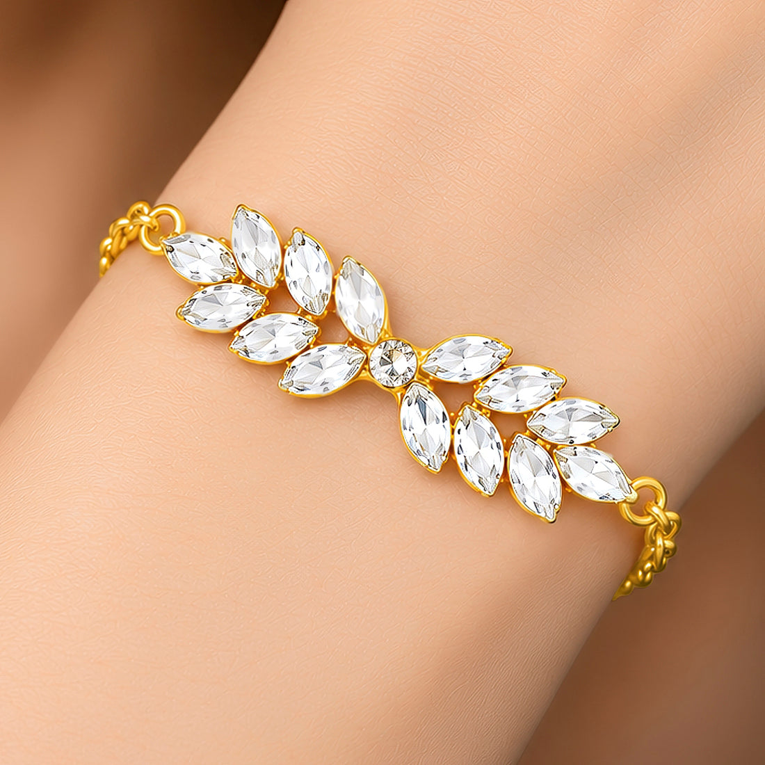 PRAO Bracelet Anti-Tarnish Gold Plated Crystals (Adjustable Size)