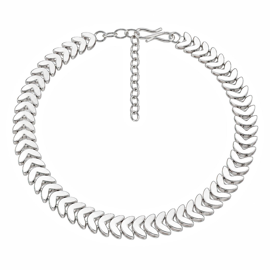 PRAO Bracelet Anti-Tarnish Curved Chevron Link Chain (Adjustable Size)