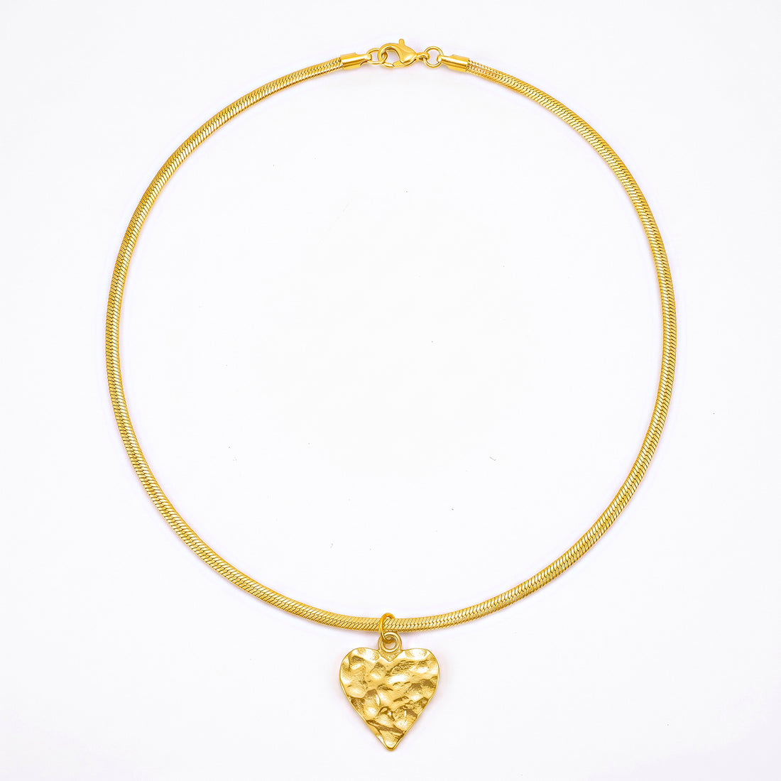 PRAO Necklace Anti-Tarnish Gold Plated Textured Heart