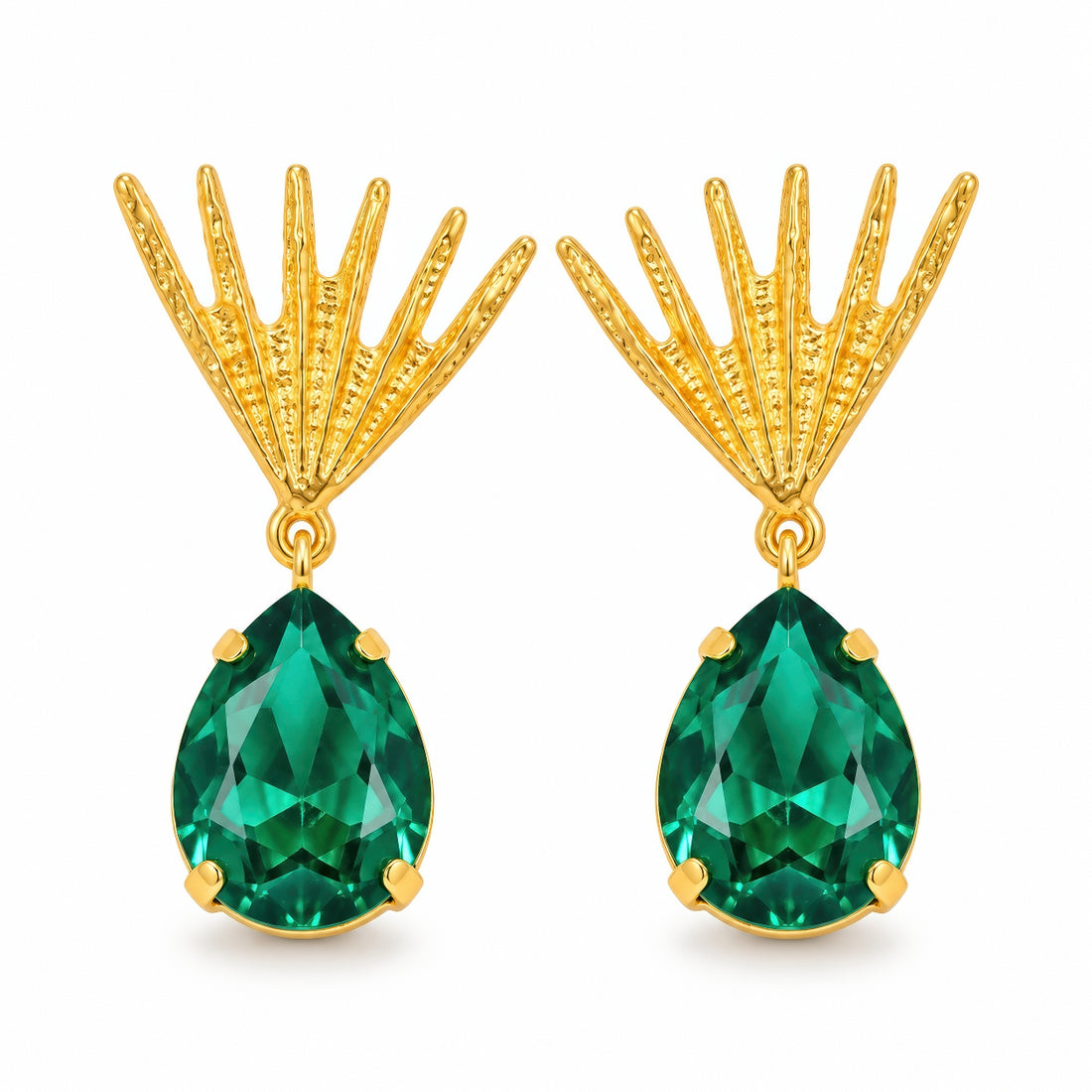 PRAO Earrings Anti-Tarnish Hedgehog Emerald Crystal Drop