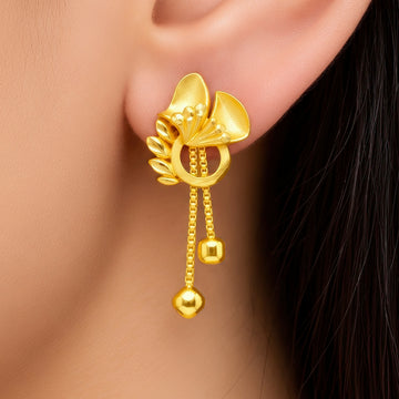 PRAO Earrings Anti-Tarnish Calla Lily Chain Dangle